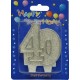 Number candle silver 40 x 1