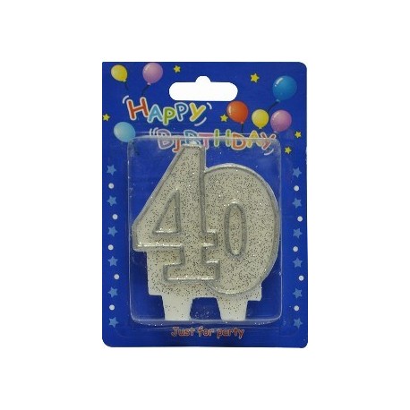 Number candle silver 40 x 1