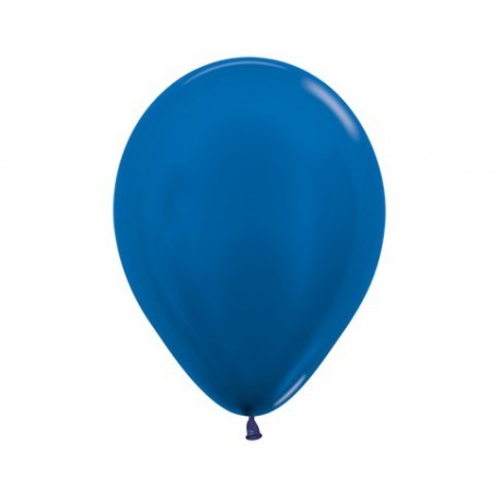 Plain Metallic Pearl Blue Balloons - Inflate your balloons in store. 