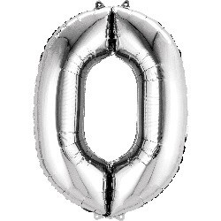 Silver 0 Supershape Foil Balloon