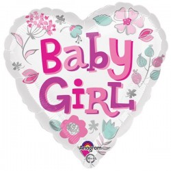 Baby Girl Heart Foil Balloon