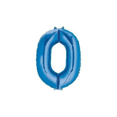 Blue Number 0 Supershape Foil Balloon
