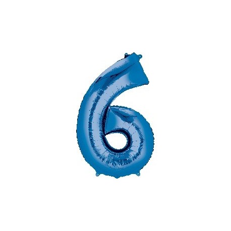 Blue Number 6 Supershape Foil Balloon