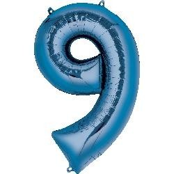 Blue Number 9 Supershape Foil Balloon