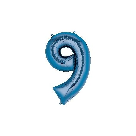 Blue Number 9 Supershape Foil Balloon