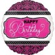 Pink Black and White Birthday Foil Balloon