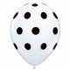 White Polka Dot on black Balloon x 1