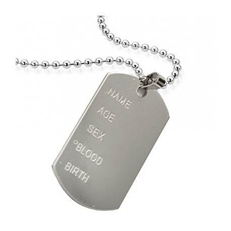 Men Military Army Style 2 Dog Tags Address Pendant Necklace 28
