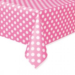 Hot Pink Dots Plastic Tablecloth