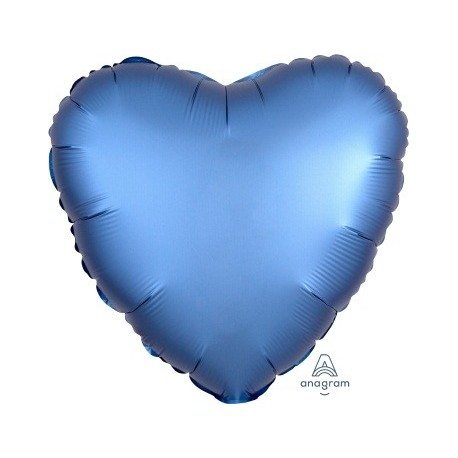 Satin Azure Heart Heart Foil Balloon