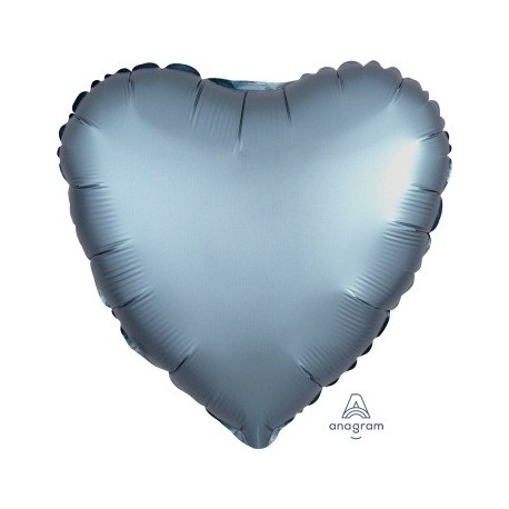 Satin Steel Blue Heart Foil Balloon