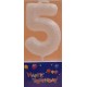 Number candle silver 5 x 1