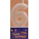 Number candle silver 6 x 1
