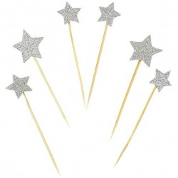 Silver Star cupcake toppers