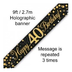Sparkling Happy 40th Birthday Banner