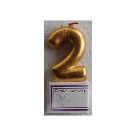 Number candle Gold 2 - 5cm