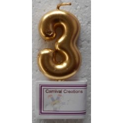 Number candle Gold 3 - 5cm