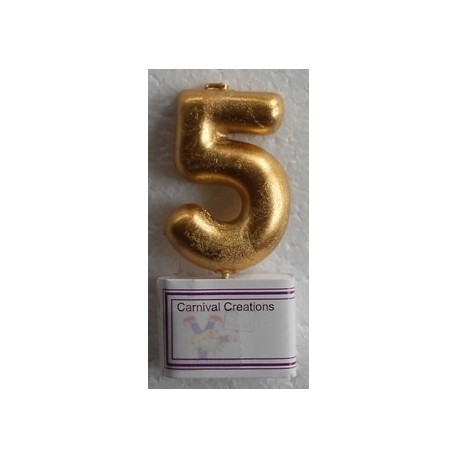 Number candle Gold 5 - 5cm