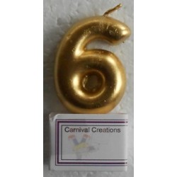 Number candle Gold 6 - 5cm