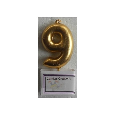Number candle Gold 9 - 5cm
