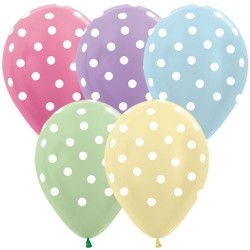 Polka Dots White on Satin Assorted Colours x 1