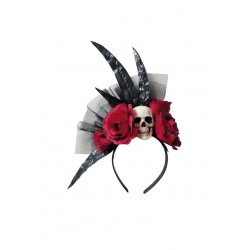 Halloween skull and roses headband