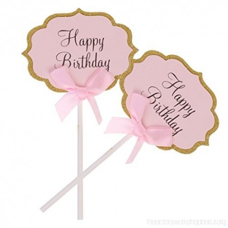 Happy Birthday Cupcake topper (2pcs) - Pink