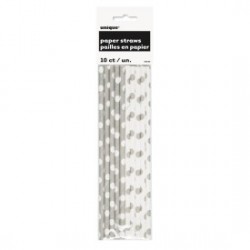 Silver Polka Dot paper straws 
