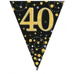 Sparkling Fizz 40th Birthday Flag Banner (3.9m)