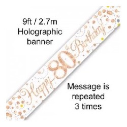 Sparkling Fizz Happy 80th Rose Gold Birthday Banner (2.7m)