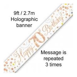 Sparkling Fizz Happy 70th Rose Gold Birthday Banner (2.7m)
