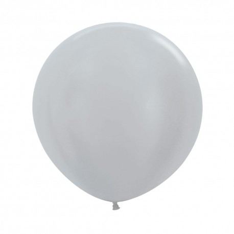 24 inch plain metallic silver balloon