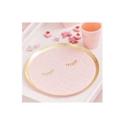Gold Foiled & Pink Eye Mask paper plates (pk/8)
