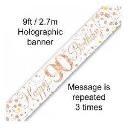 Sparkling Fizz Happy 90th Rose Gold Birthday Banner (2.7m)