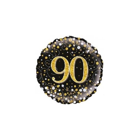 18" Black Fizz 90th Birthday Foil Balloon