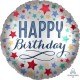 18" Birthday Satin With Stars Foil Balloon