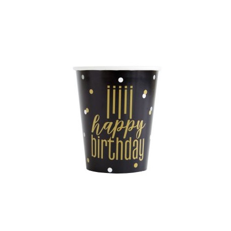Metallic Happy Birthday Cups (8/pk)