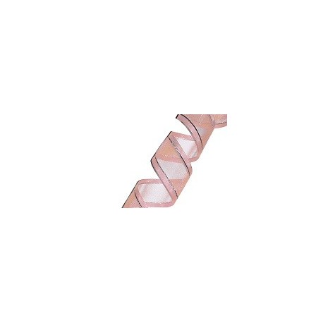 Organza Ribbon Light Pink/Silver Edge (15mm/20m)