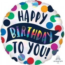18" Happy Birthday Iridescent Foil Balloon