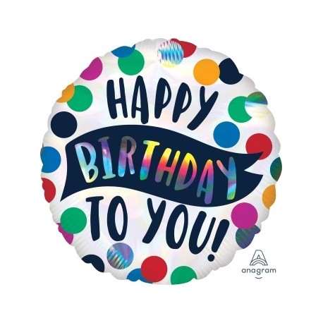18" Happy Birthday Iridescent Foil Balloon
