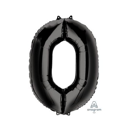 Black Number 0 Supershape Foil Balloon