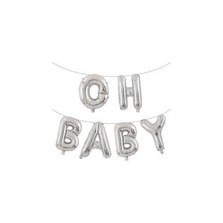 Oh Baby - Balloon Bunting (Silver)