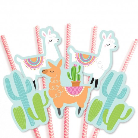 Llama and Cactus Paper Straws (Pack Of 5)