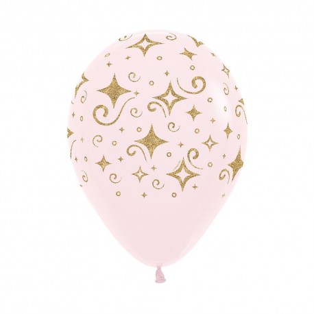 Gold Diamond on Pink latex Balloon