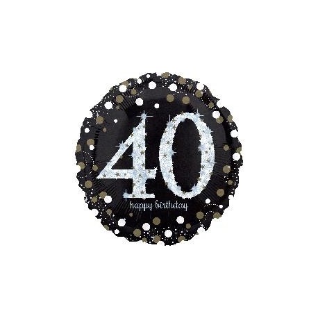 18" Holo Sparkling 40th birthday foil balloon