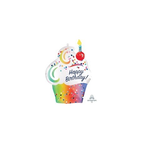 Rainbow Ombre Cupcake Foil Balloon