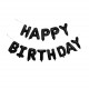 Happy Birthday foil balloon Bunting- Black
