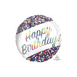 18" Holo Iridescent Birthday Confetti Foil Balloon