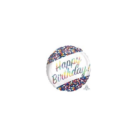 18" Holo Iridescent Birthday Confetti Foil Balloon