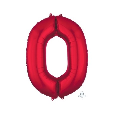 Red Number 0 Supershape Foil Balloon